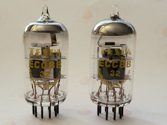 Tesla ECC88 6DJ8 Tubes Matched Pair - Czechoslovakia 1969 - Same code "FG" - NOS