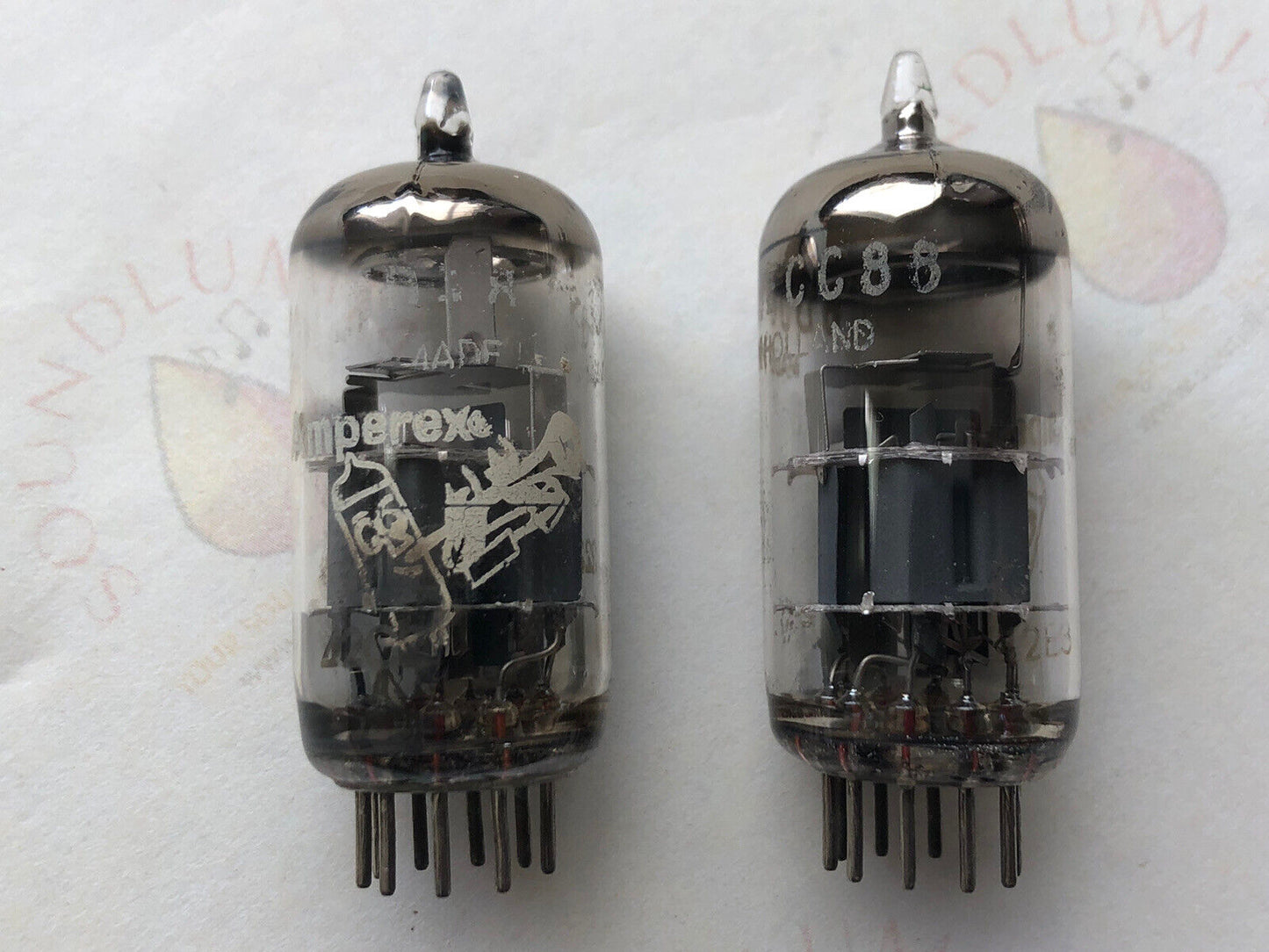 Amperex 6DJ8 ECC88 Bugle Boy Preamp Tubes Matched Pair - Holland 1962 - NOS