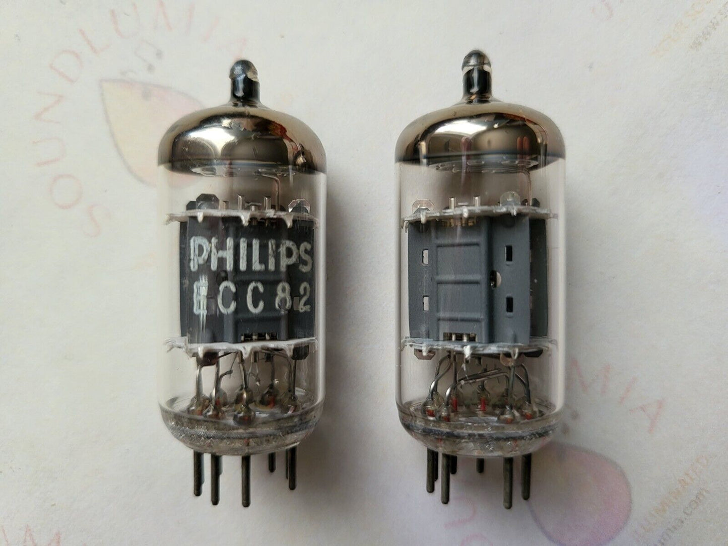 Philips ECC82 12AU7 Tubes Matched Pair - Dimple Disc Getter - Holland 1972 -NOS