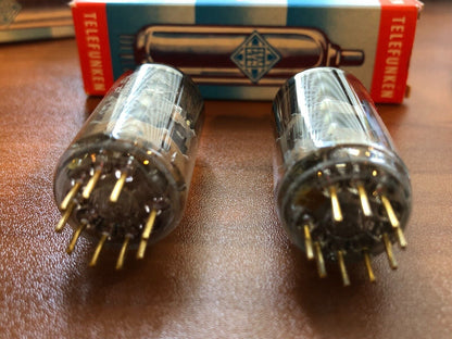 Telefunken E88CC 6922 Preamp Tubes Matched Pair - Ulm 1966 - Diamond Bottom -NOS