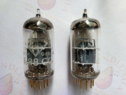 Telefunken E88CC 6922 Matched Pair - Ulm - Early 1960s - Diamond Bottom - NOS