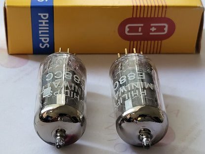 Philips Miniwatt SQ E88CC 6922 Preamp Tubes Matched Pair - Holland 1966 - NOS