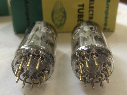 Amperex PQ 6922 E88CC Preamp Tubes Matched Pair - O-getter - USA 1962 7L6 - NOS
