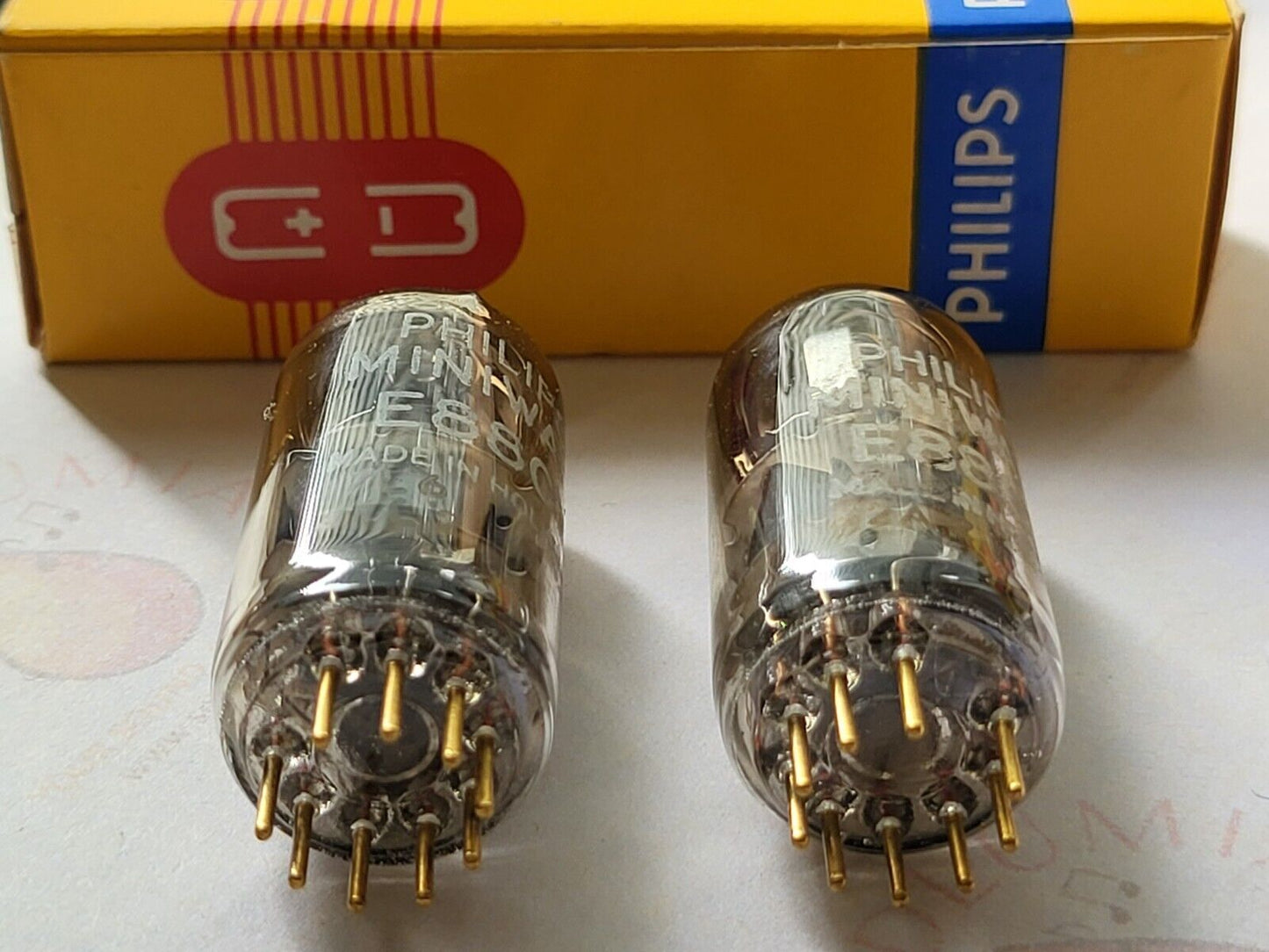 Philips Miniwatt SQ E88CC 6922 Preamp Tubes Matched Pair - Holland 1961/62 - NOS