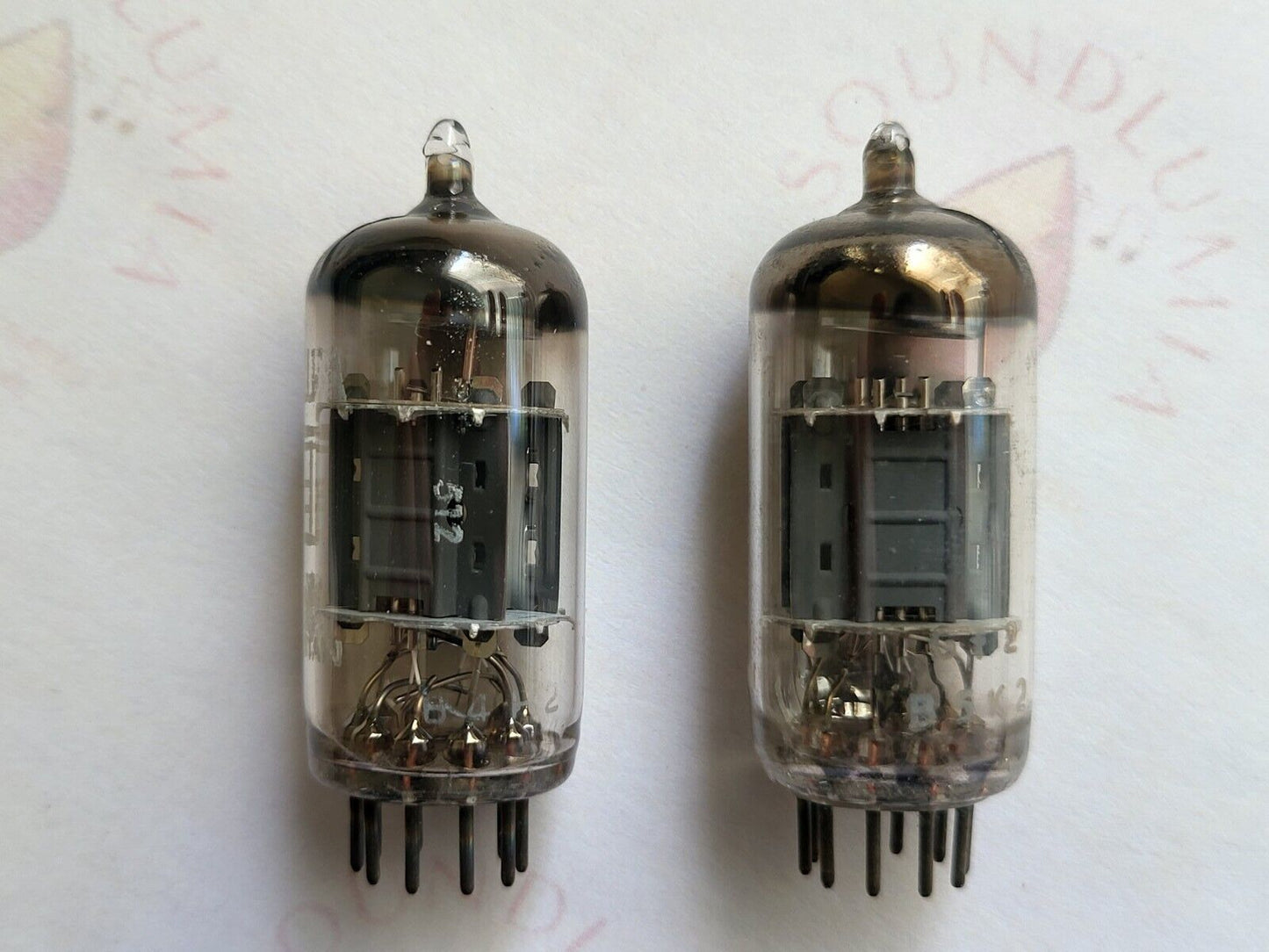 2x Mullard 12AU7 ECC82 Preamp Tubes - IEC + Shield Logos - Blackburn 1964/65 Gf2