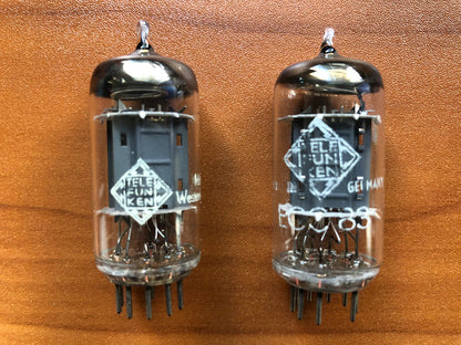 Telefunken ECC83 12AX7 Preamp Tubes Smooth Plate Matched Pair - Berlin 1956/57