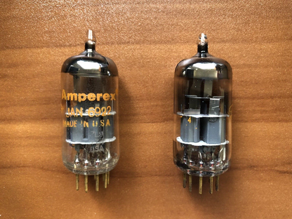 Amperex 6922 E88CC 6DJ8 ECC88 Tubes Matched Pair - Orange Globe - USA 1967 - NOS