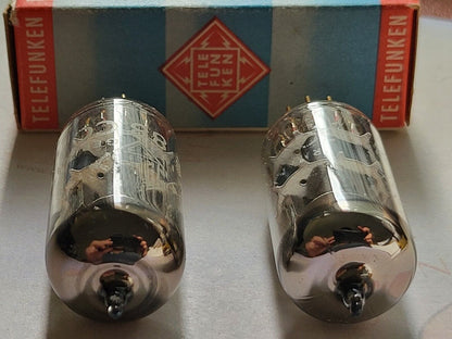 Telefunken E88CC 6922 Matched Pair - Ulm - Early 1960s - Diamond Bottom - NOS