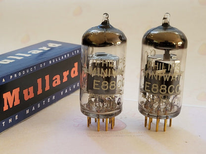 Mullard E88CC 6922 Matched Pair - Mitcham 1965 7L1 R5J1 - RARE SQ Label - NOS