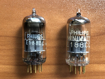 Philips SQ E188CC 7308 Preamp Tubes Matched Pair - Miniwatt - Holland 1965 - NOS