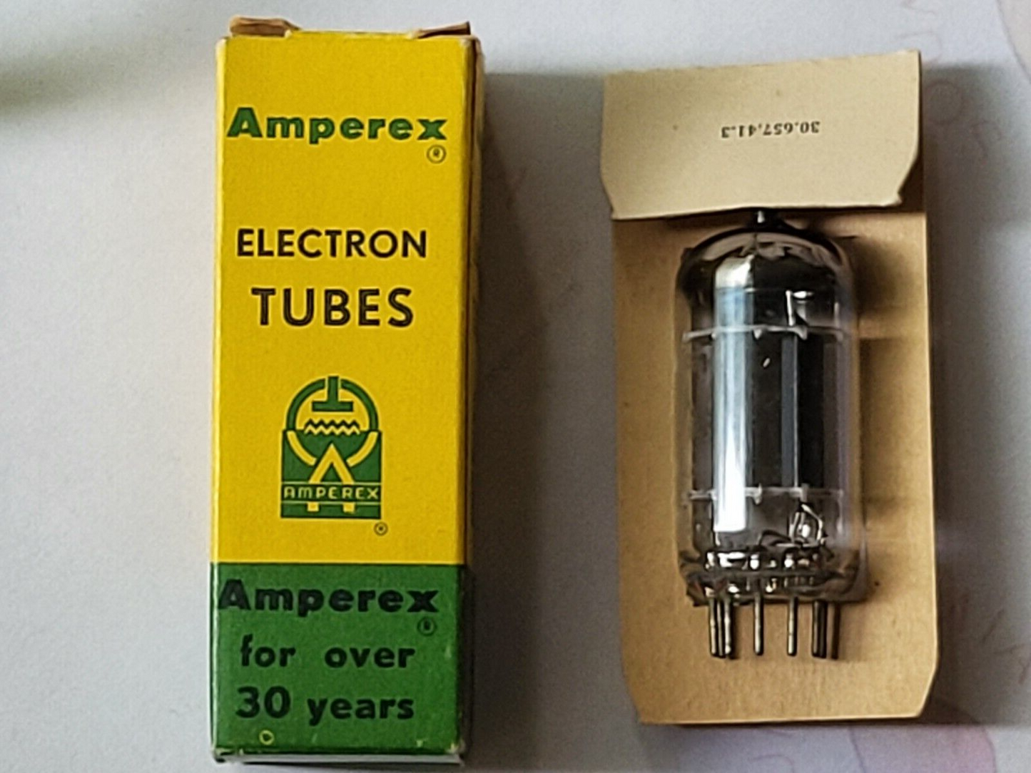 Amperex Bugle Boy 12AU7A ECC82 Long Plates Foil D Getter - Holland 1958 K64 -NIB