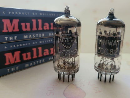 Mullard 12AU7 ECC82 Matched Pair w/ RARE 15mm Plates - Blackburn 1961 Gf1 - NOS