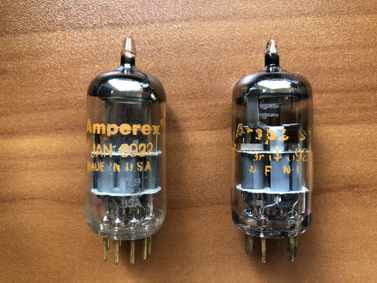 Amperex 6922 E88CC 6DJ8 ECC88 Tubes Matched Pair - Orange Globe - USA 1967 - NOS