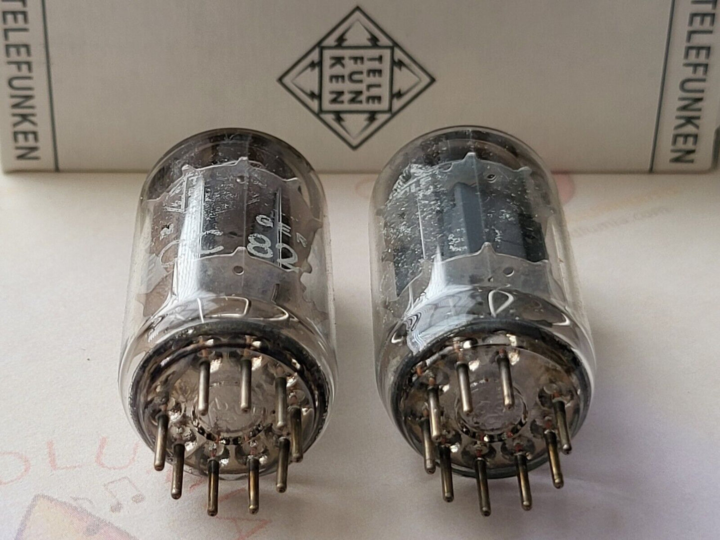 Telefunken ECC82 Tubes Smooth Plates Matched Pair - Berlin 1967 - Same code -NOS