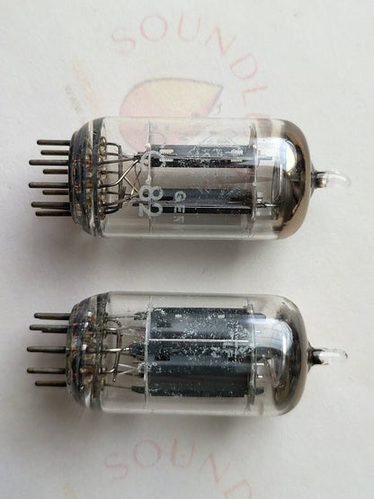 Telefunken ECC82 Tubes Smooth Plates Matched Pair - Berlin 1967 - Same code -NOS