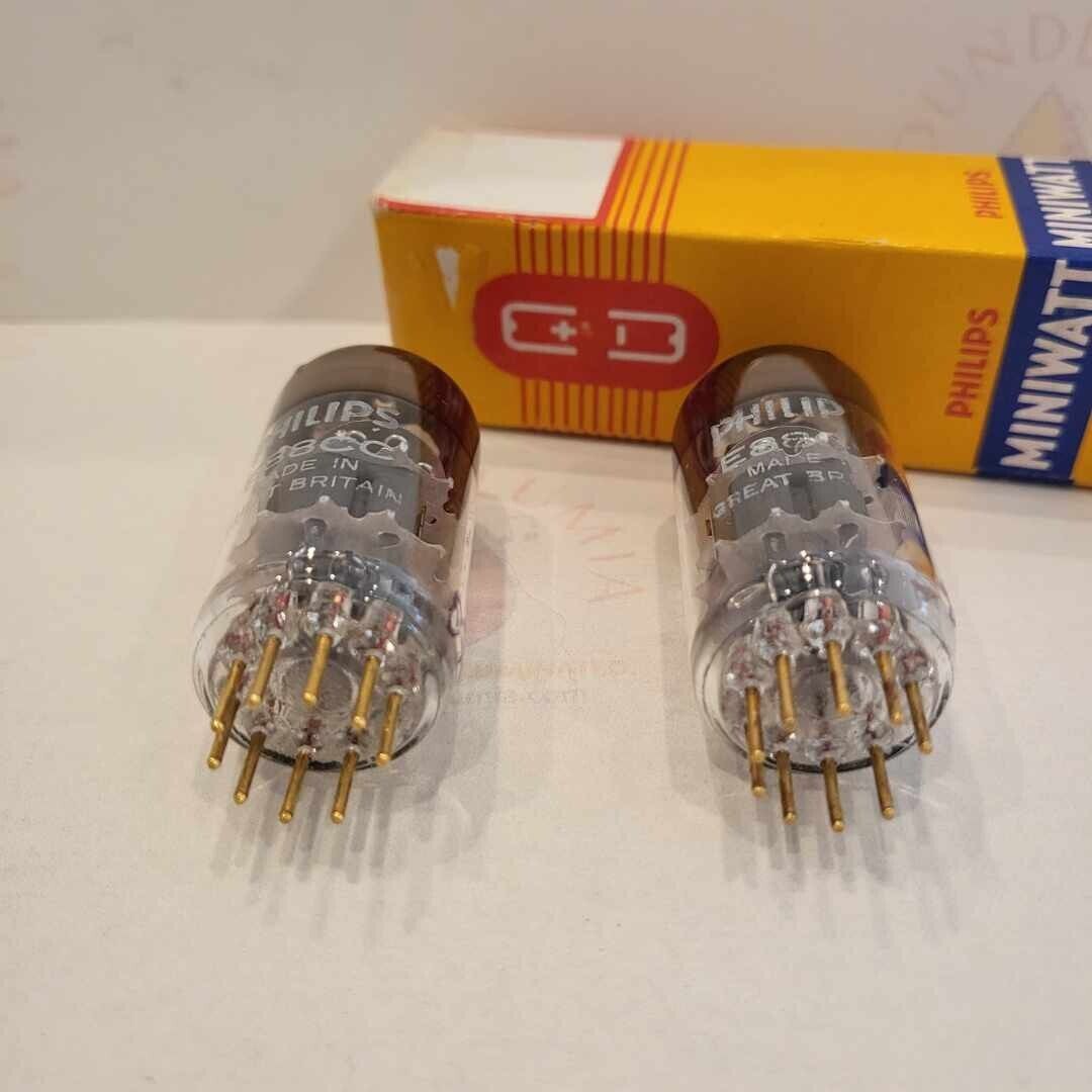 Mullard E88CC Tubes Matched Pair - Mitcham 1973 - Philips Label - Same Code -NOS