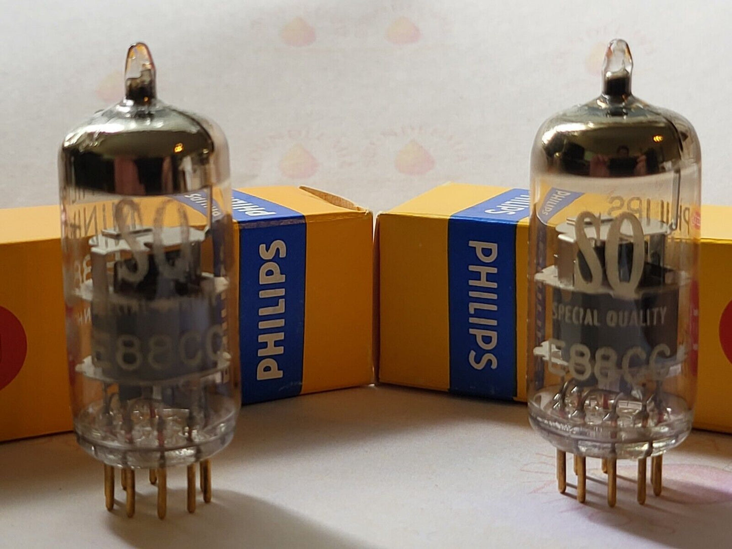 Philips Miniwatt SQ E88CC 6922 Preamp Tubes Matched Pair - Holland 1961/62 - NOS