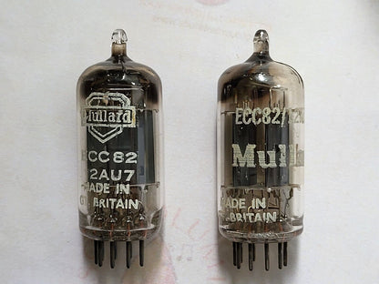 Mullard 12AU7 Long Plate Goal Post Square Getter Matched Pair Blackburn 1957 K61