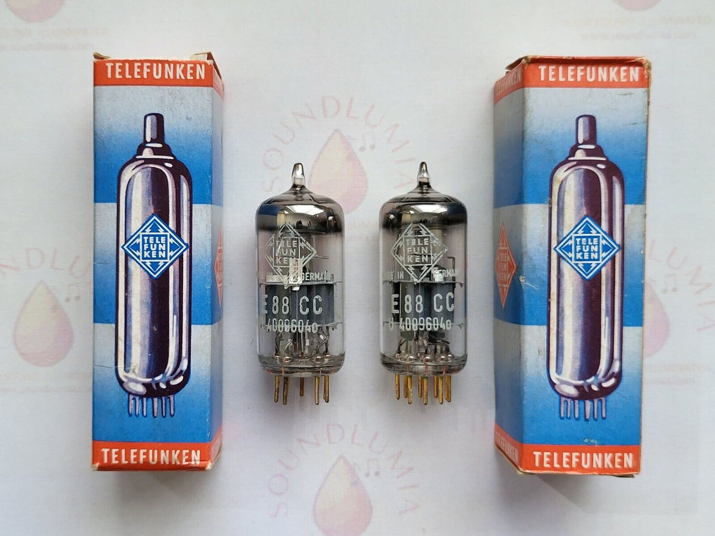 Telefunken E88CC Matched Pair in Original Boxes ◇ Base -Ulm 1969 Same Code - NOS