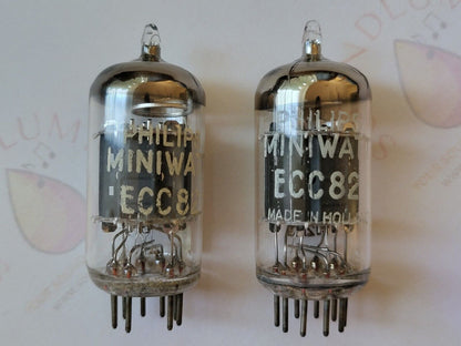 Philips Miniwatt ECC82 12AU7 Preamp Tubes Matched Pair - Holland 1962 - NOS