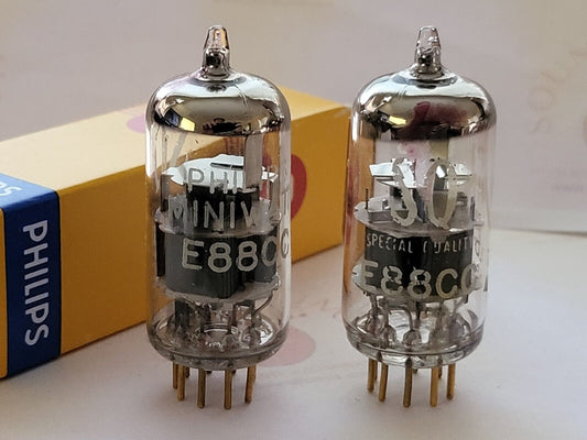 Philips Miniwatt SQ E88CC 6922 Preamp Tubes Matched Pair - Holland 1966 - NOS