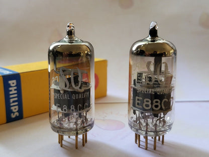 Philips Miniwatt SQ E88CC = 6922 Preamp Tubes Matched Pair - Holland 1964  - NOS
