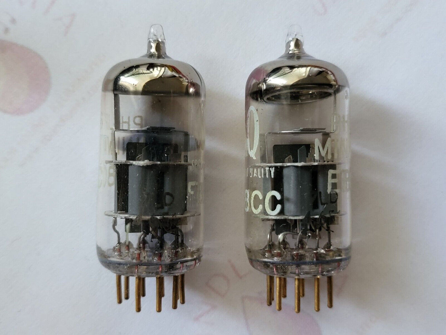 Philips Miniwatt SQ E88CC 6922 Preamp Tubes Matched Pair - Holland 1966 - NOS